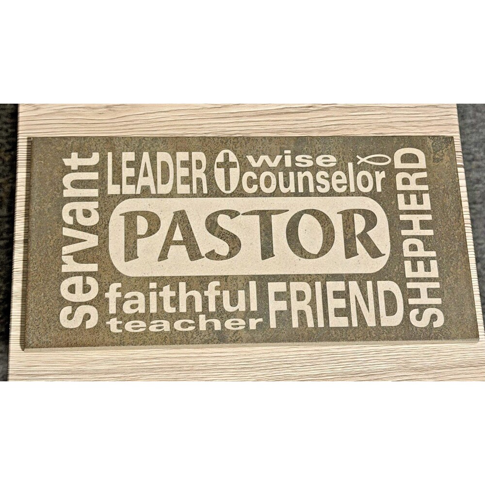Pastor Appreciation Decorative Tile 12" x 6" Brown Servant Leader Faithful Teach